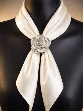 🌹✨ SILVER TONE ROSE SCARF RING / SCARF TIE ✨🌹